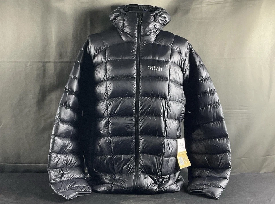 New Rab Mens Mystic G Down Jacket XL Black Full Zip Hooded with tags  - Image 1 of 4