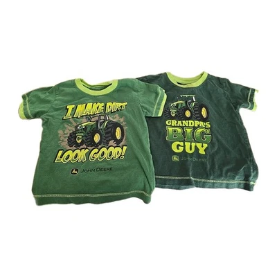 Lot of 2 John Deere Green Grandpa's Big Guy Short Sleeve T-Shirt Kids Size 18M - Image 1 of 4