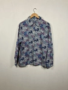 Womens David Nieper Shirt Size UK 20 Blue Liberty London Floral Cotton Blouse - Picture 1 of 6