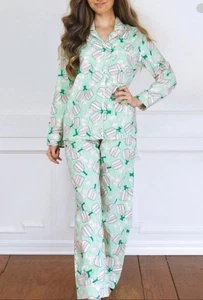 Juego de 8 pijamas Oak Lane Pickleball L/XL 100 % algodón ropa de salón colorida con botones - Imagen 1 de 7