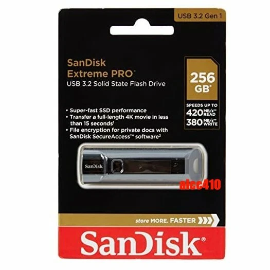 Sandisk Extreme Pro 256GB USB 3.2 SSD USB Flash Drive Read 420MB/s CZ880 E - Image 1 of 1