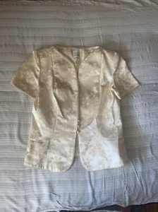Nah Nah Collection Größe 12 Creme Blumen Kurzarm Jacke Perlen Schulterpolster - Bild 1 von 9