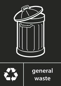 General Waste Recycling Recycle WRAP Warning Sign Adhesive Sticker 160mm x 125mm - Picture 1 of 2