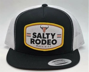 Salty Rodeo Patch Hat DALLY Black with White Mesh Snapback Trucker Baseball Cap - Picture 1 of 3