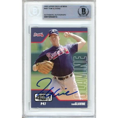 Tom Glavine Signed 2002 Upper Deck 40 Man #491 Braves Beckett BAS Slabbed Auto - Image 1 of 4