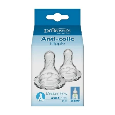 Dr. Brown’S Natural Flow Level 2 Narrow Baby Bottle Silicone Nipple, Medium Flow - Image 1 of 4