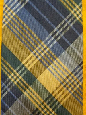 LANDS END ~WOOL & SILK ~MENS DRESS SHIRT SUIT TIE ~ BLUE OLIVE TAN ~ PLAID ~ 57" Foto 1 de 4