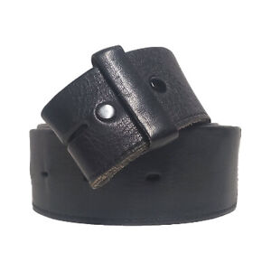 TEX TAN Men Belt Black Cowhide Leather Hidden Compartment Sz 34 No Buckle 1 1/4"