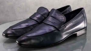 Berluti Andy Demesure $ 2500 Herren Penny Halbschuhe Größe 11 Kalbsleder Marineblau - Bild 1 von 12