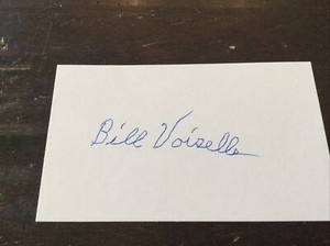 BILL VOISELLE Signed 3x5 Index Card (d.2005) Giants Braves Cubs Debut 1942
