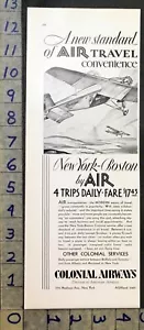 1930 AVIATION COLONIAL AIR TRANSPORT NEW YORK BOSTON AIRPLANE COMMUTER AD 32096 - Picture 1 of 1