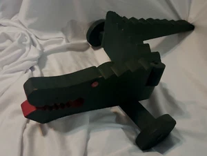Vintage Handmade Wooden Childs Toy Rolling Alligator Gator Crocodile 3 sections - Picture 1 of 8