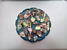 Vintage Abalone Shell Lucite Blue Trivet Scalloped Edge 6 inches