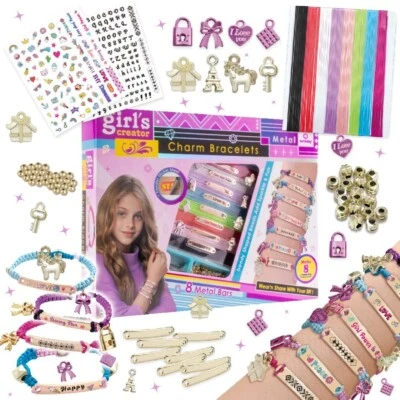 Bastelset Mädchen Anhängern Perlen Armbändern Halsketten Kinder DIY Aufkleber - Bild 1 von 4