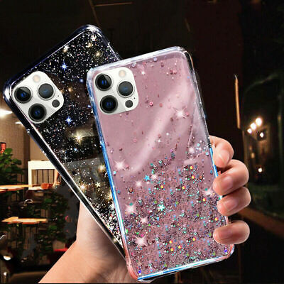 GLITTER STARS CASE For IPhone 14 13,11,12,XR,Pro Max,SE,8 Plus,BLING Phone Cover • 2.20£
