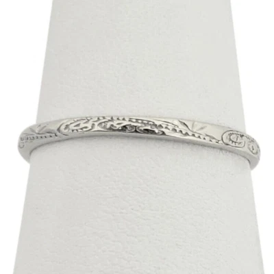 Solid 10K Women's White Gold Engraved Hawaiian Scroll Ring 2mm, Midi Size 1 - 12 - Image 1 of 4