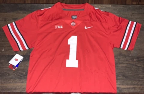 Justin Fields Ohio State OSU Red Jersey Buckeyes Stitched 1 All Sizes NWT Cover