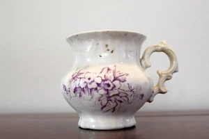 Vintage Shaving Cup Mug - Purple Floral - Victorian Era - Picture 1 of 8