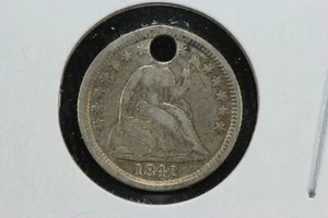 1842-O Seated Liberty Half Dime XF Details Hole 42OA - Picture 1 of 4