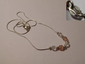 Collier fin " perles verre " - argent massif - Picture 1 of 1