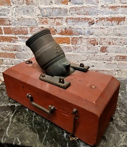 Vintage Metal Mortar Cannon on Wooden Base - Picture 1 of 9