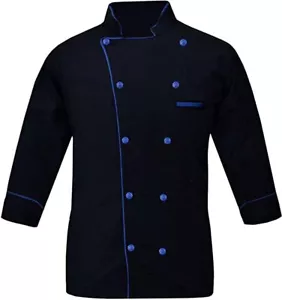 Chef Uniform Polycotton Kitchen Shirt Chef Coat Men Long Sleeve Double Breasted - Picture 1 of 23