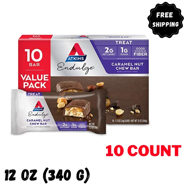 Atkins Endulge Treat, Caramel Nut Chew Bar, Keto Friendly, 10 Count (Value Pack) - Image 1 of 4