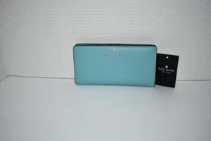 Billetera plegable grande delgada delgada Kate Spade Schuyler en azul ahumado #KE813 nueva con etiquetas - Imagen 1 de 5
