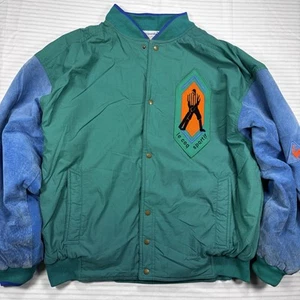 Vintage Le Coq Sportif Bomber Jacket Green Blue Retro 90s Style Mens Large - Picture 1 of 17