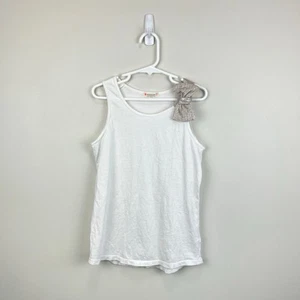Crewcuts Girls White Metallic Bow Tank Top 10 - Picture 1 of 4