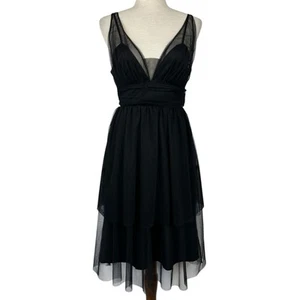 ModCloth Partykleid Damen Größe 2 schwarz transparent Chiffon Plissee Fee Whimsigoth - Bild 1 von 12