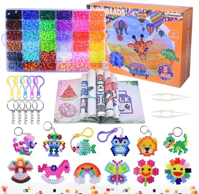 Bügelperlen Set 10000 Stück Steckperlen, 36 Farben, Ø 5 mm, mit Platten Zubehör - Bild 1 von 4