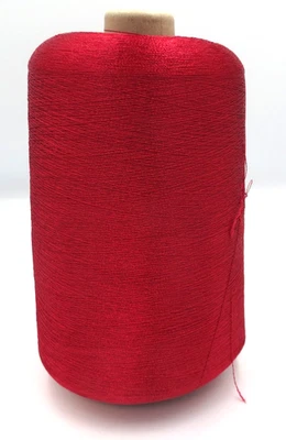 Burkes Mills VTG 80s Brt Poly Cardinal Red Embroidery Thread Cone  135/2 645Grs - Image 1 of 3
