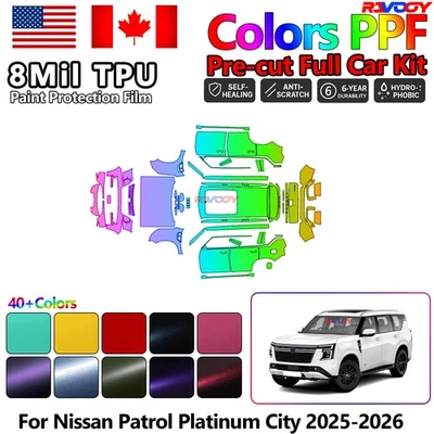 Película de proteção de pintura PPF pré-cortada colorida para Nissan Patrol Platinum City 2025-2026 - Imagem 1 de 4
