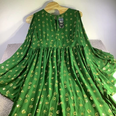 Disney Hocus Pocus Unique Vintage Green Celestial Cold Shoulder Dress 2X NWT - Image 1 of 4