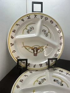 50’s Fred Roberts Divided Grill Plates Brands Cowboy Chuck Bull Longhorn/Spurs - Picture 1 of 5