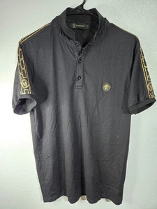 Moderno Polo Para Hombre Talla Pequeña Negro Dorado Diseñador Camiseta Moderna Ciudad - Imagen 1 de 11