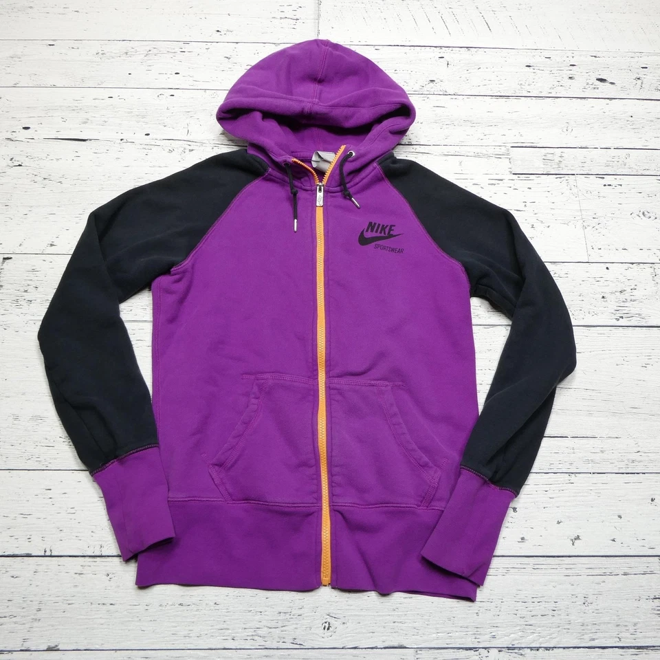 Nike Sudadera con Capucha Juvenil Grande Púrpura Negra Cremallera Completa Ropa Deportiva Sudadera 100% Algodón Foto 1 de 4