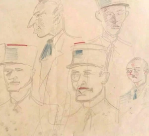 Study Portraits MILITARY AND CIVIL OFFICER ORIGINAL DRAWING CIRCA 1924 - Picture 1 of 7