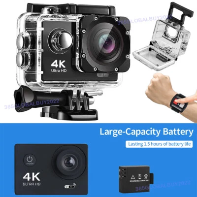 HD 4K 16MP 170° Action Camera Wi-Fi Sports Diving Waterproof With Remote Control - Image 1 of 4