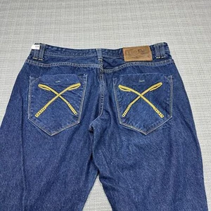 AKOO Jeans Men 38x32 tag* (36) Dark Blue Denim Straight Leg Y2K - Picture 1 of 15