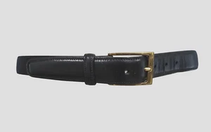 TRAFALGAR Men's Sz 30 Cortina Black Leather 1" Wide Gold Buckle Belt - Picture 1 of 7