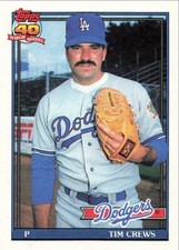 1991 Topps Baseball Tim Crews Los Angeles Dodgers #737