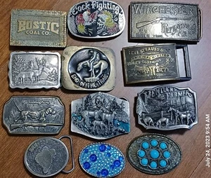 Metal Belt Buckles Winchester Michelin Deer Levi Kentucky Bostic End of Trail - Picture 1 of 20