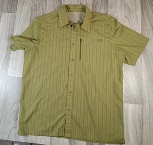 Merrell Opti Wick UPF 30 Shirt Mens L Large Green Short Sleeve Zip Pocket - Picture 1 of 8