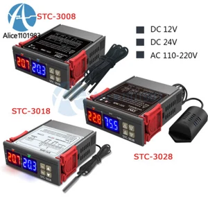 Controlador de temperatura 110-220V termostato DC 12V 24V STC-3008 STC-3018 STC-3028 - Imagen 1 de 36