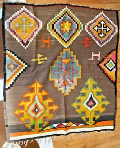 Colorful Kilim Rug 50x55 – Handwoven Wool – Animals & Phoenix Motifs -Wall Decor - Picture 1 of 21