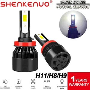 H11 LED Headlight Kit High Low Beam Bulb Super Bright 6000K White - Picture 1 of 10