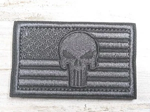 Blackout Punisher American Flag Patch 3"x2" USA Murdered Out Tactical EDC - Picture 1 of 1