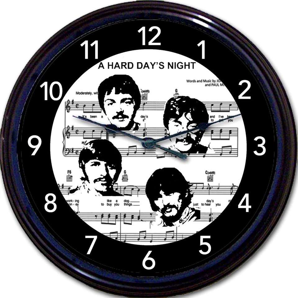 Reloj de Pared Beatles McCartney Hard Days Night Partituras Lennon Ringo Nuevo 10" Foto 1 de 1